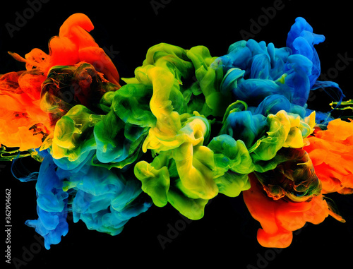 Color paint drops in water, luxury colors.

