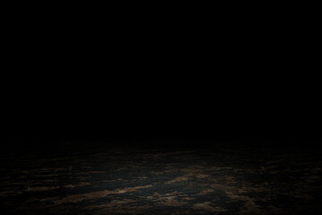 Black marble product display on luxury background with advertising backdrops. Empty flooring scene for showing. 3D rendering.