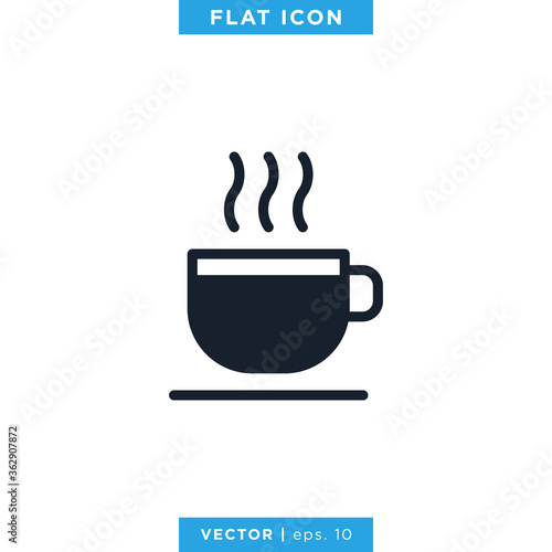 Hot Drink Icon Vector Design Template. Hot Coffee Icon.