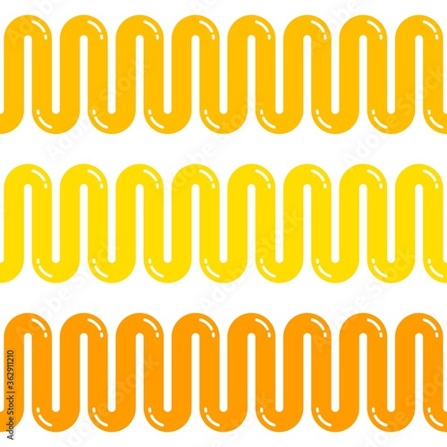 Simple Wave of Shiny Glossy sauce ketchup flat effect illustration Orange Yellow Monochrome Seamless Pattern Background Wallpaper. Food Pattern for Textile, fabric, paper, print, decor, interior, etc
