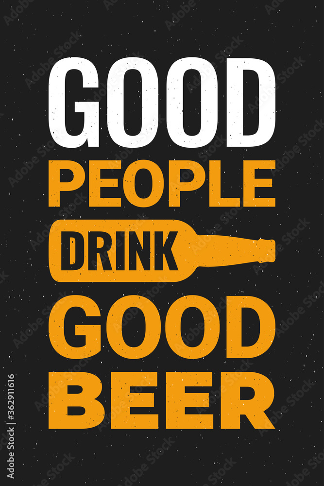 Beer poster with beer bottle on black background