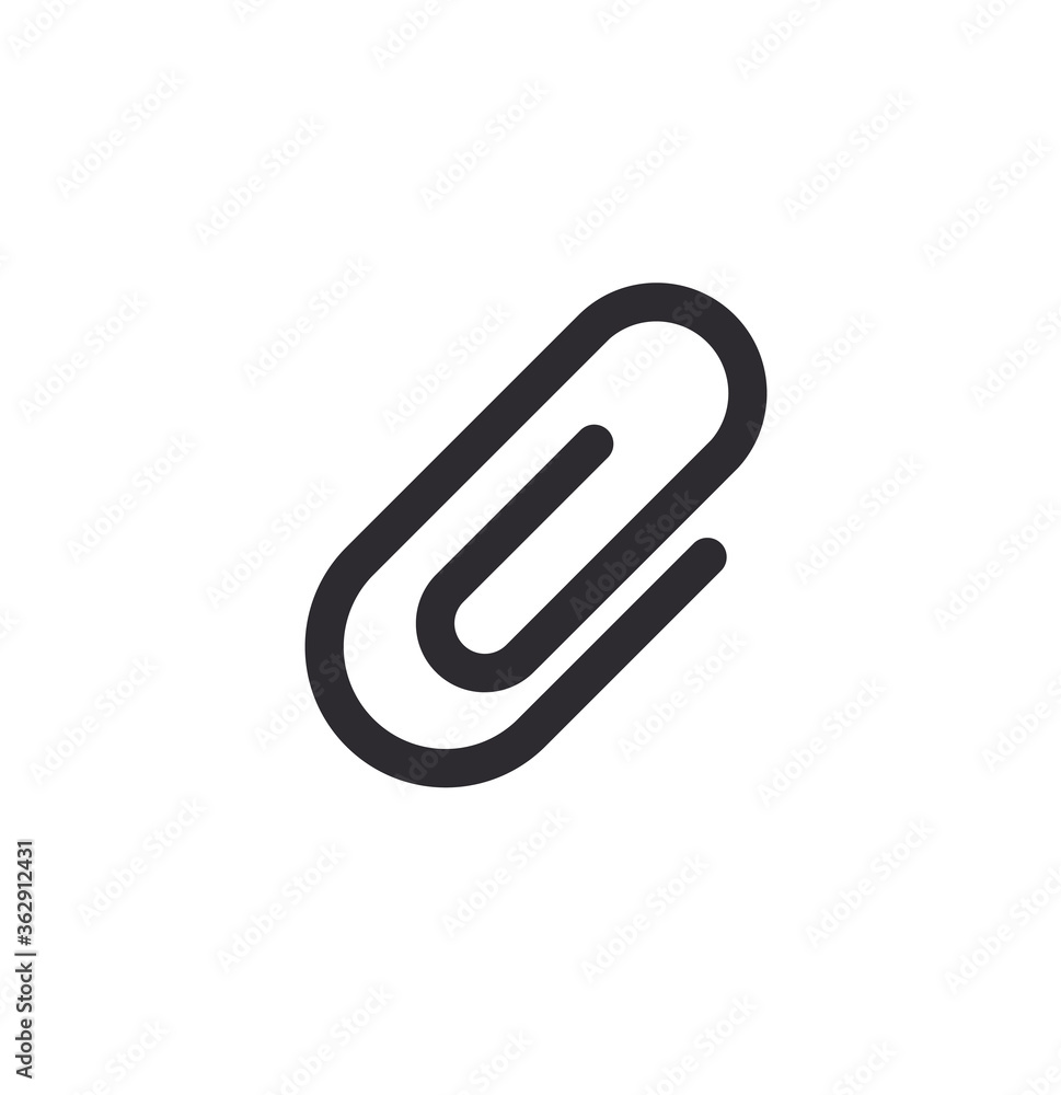 Paper clip icon. Vector paper clip icon. Attachment icon. Email attachment, attached file. Attach file.