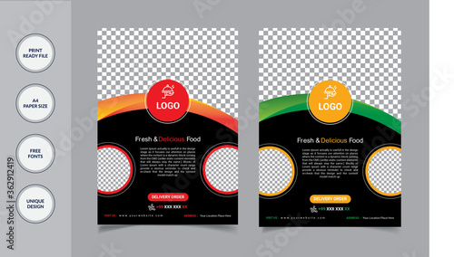 Fast food restaurant menu template. for folding brochure design. Vector illustration