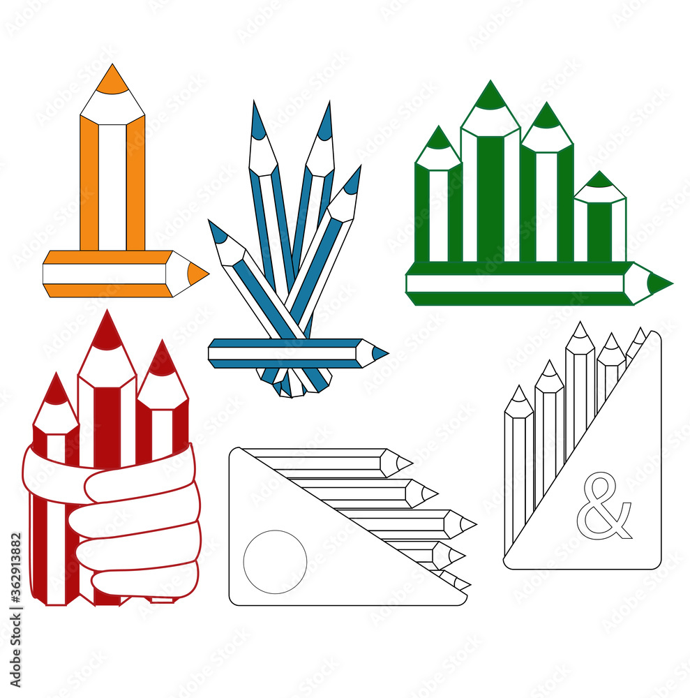 Obraz premium Pencil. Logo, banner, card. Sample for headline. Illustration for calendar, brochure, booklet.
