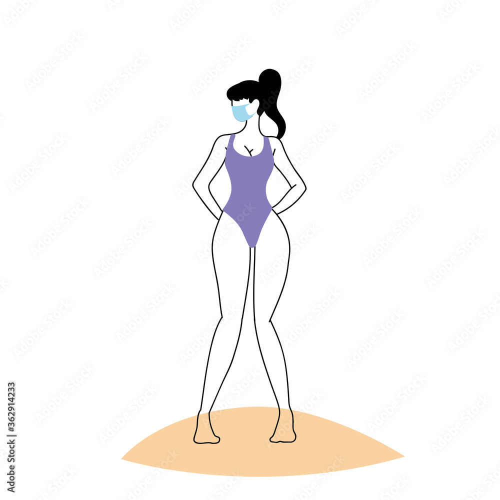 woman with mask and swimsuit summer woman with mask and swimsuit summer
