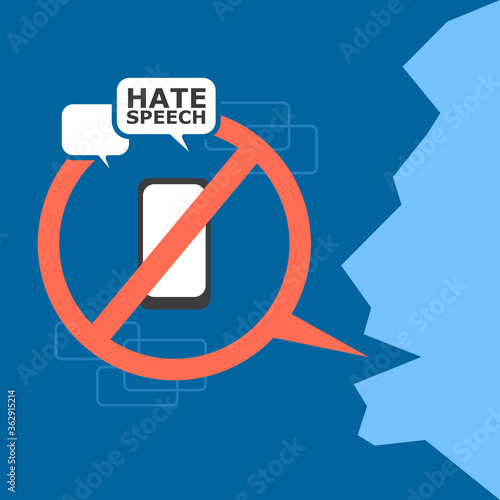 hate speech discussion on social media. vector illustration