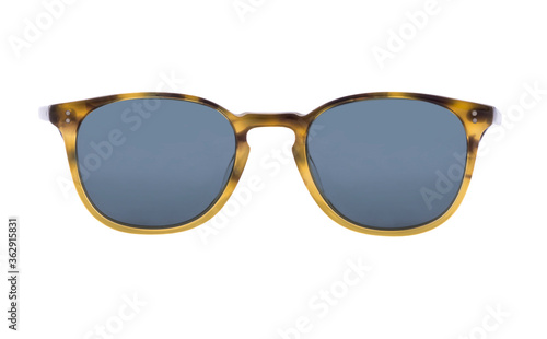 Close up of modern sunglasses isolated on white.Studio shot.