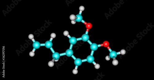 Methyl eugenol molecular structure isolated on black