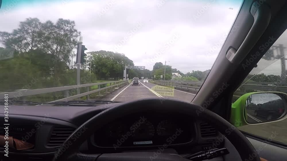 POV driving over bridge on busy road in Sydney, static POV driving over bridge on busy road in Sydney, static