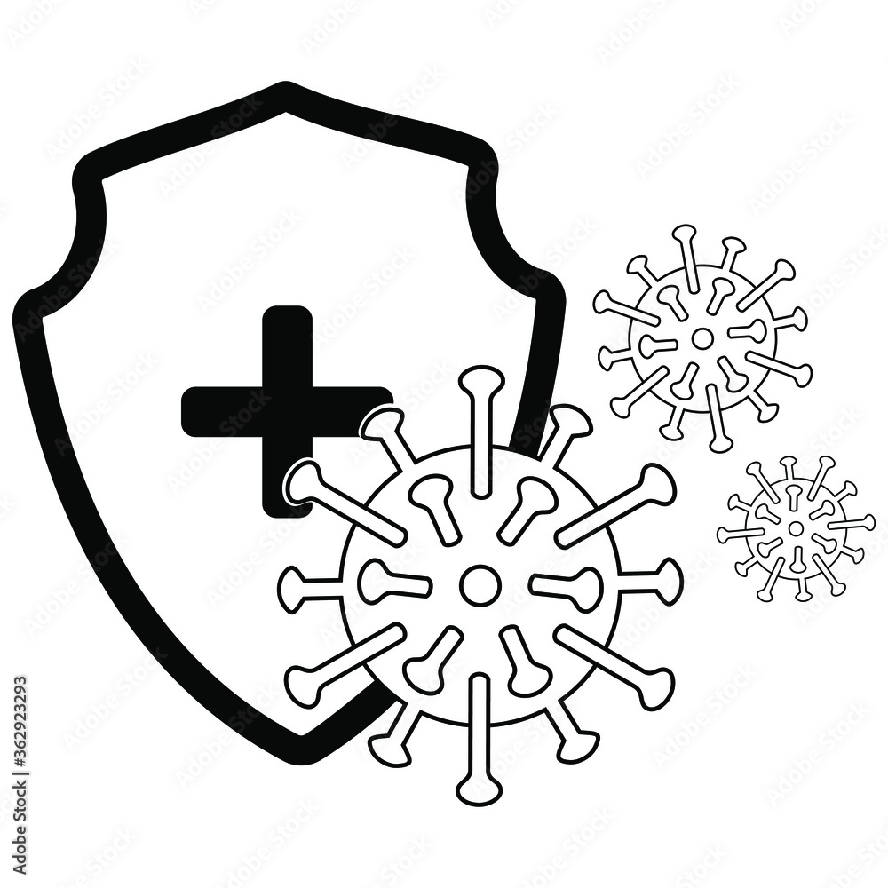 graphic illustration of medical sheild prevent virus