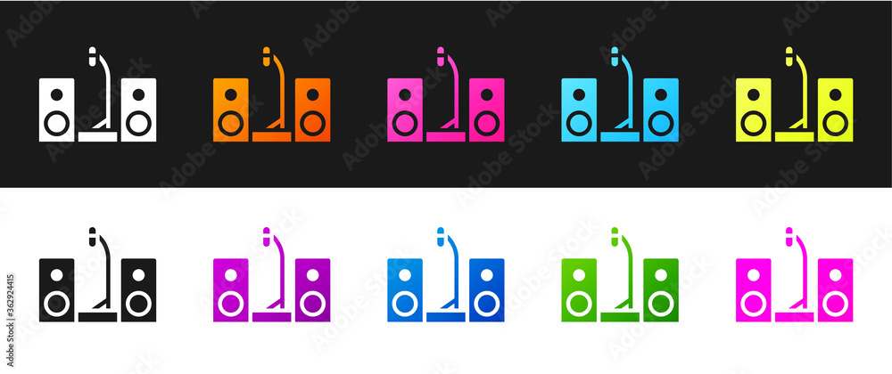 Set Home stereo with two speaker s icon isolated on black and white background. Music system. Vector. Set Home stereo with two speaker s icon isolated on black and white background. Music system. Vector.