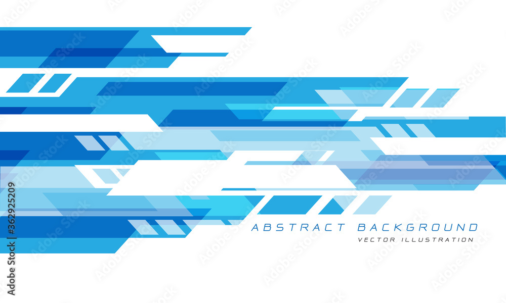 Abstract blue white geometric speed technology futuristic design background vector illustration. - obrazy, fototapety, plakaty 