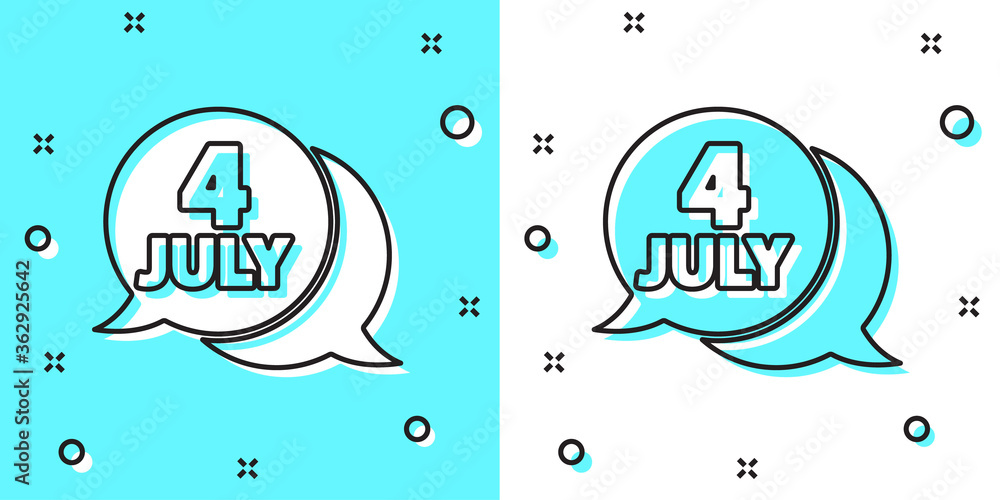 Naklejka premium Black line USA Independence day icon isolated on green and white background. 4th of July. United States of America country. Random dynamic shapes. Vector.