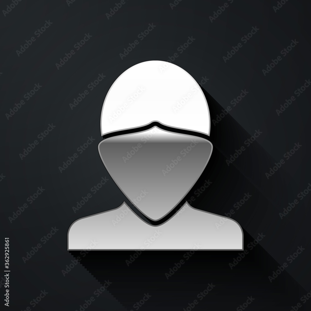 Silver Vandal icon isolated on black background. Long shadow style. Vector.