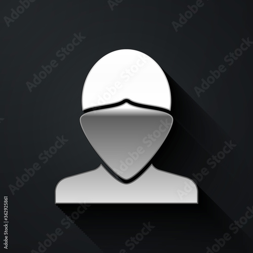 Silver Vandal icon isolated on black background. Long shadow style. Vector.