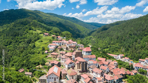 aerial view of navarre countryside town, Spain