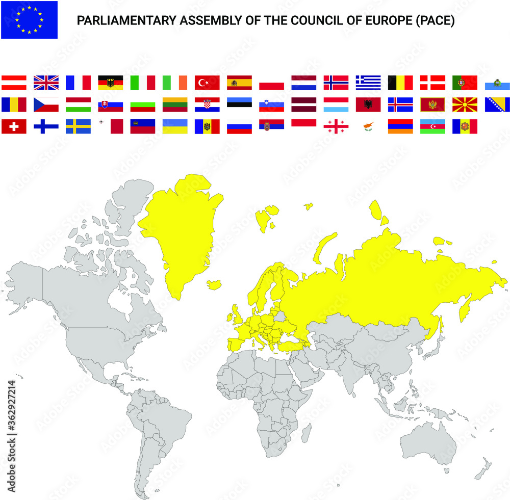 Obraz premium Map of Parliamentary Assembly of the Council of Europe (PACE)