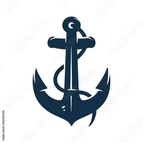Marine retro element for logo with anchor and rope