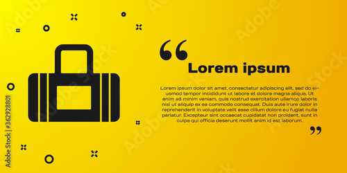 Black Sport bag icon isolated on yellow background. Vector.