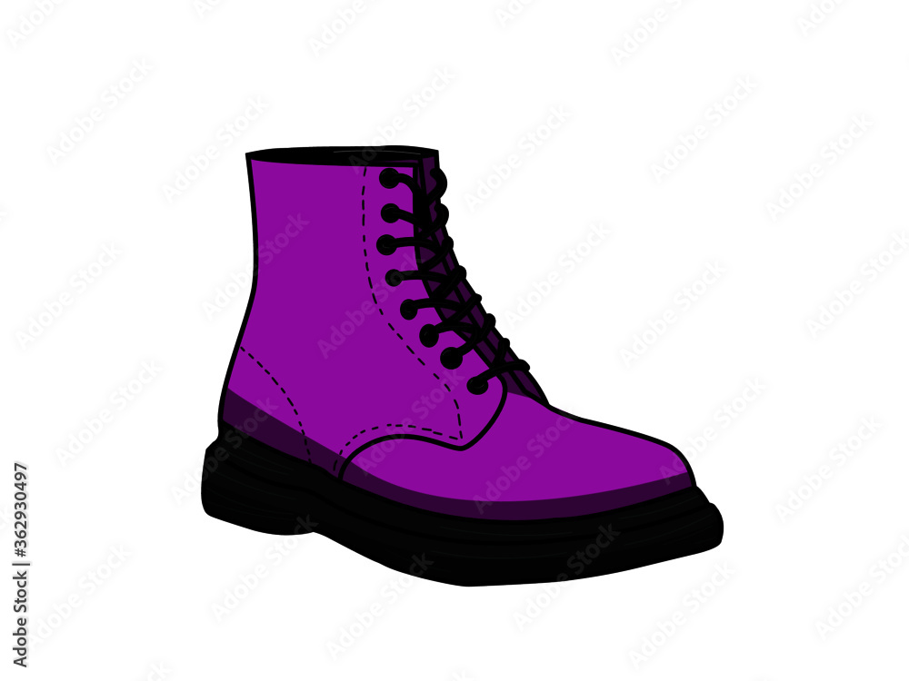Boots purple and black tall lace up Boots purple and black tall lace up