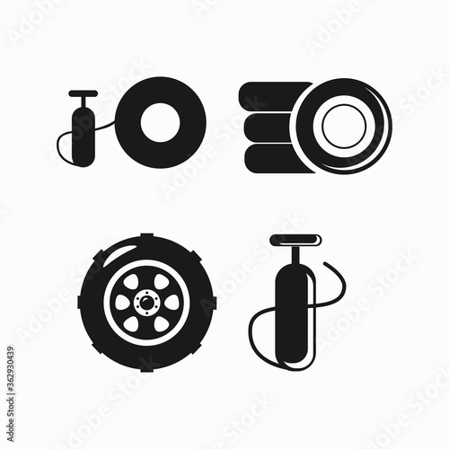 inflate tire, car wheel, car icon