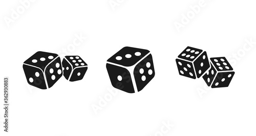 dice cubes icon set. playing dices icon