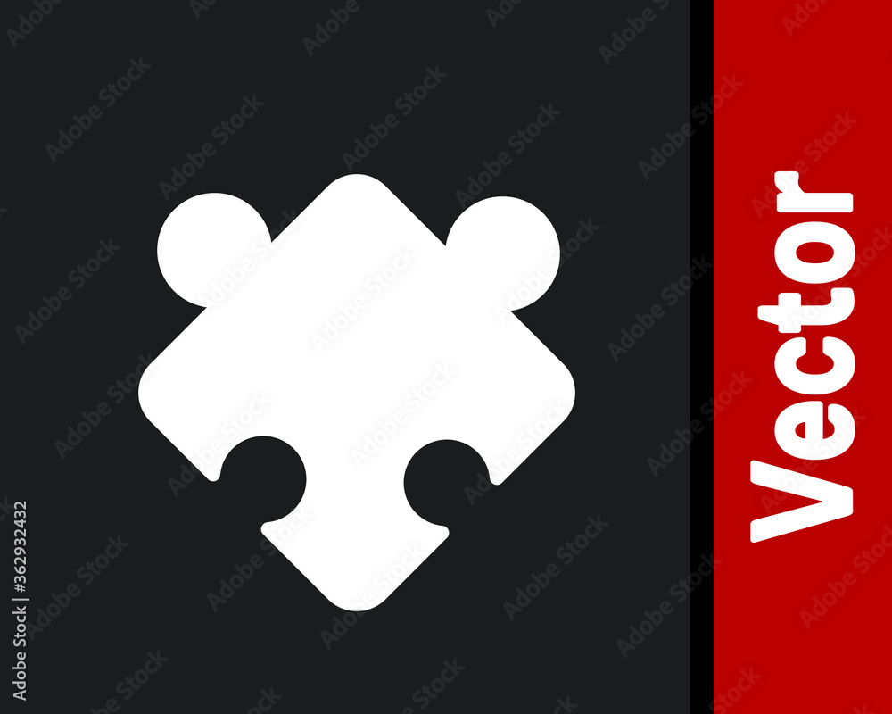 White Puzzle pieces toy icon isolated on black background. Vector. White Puzzle pieces toy icon isolated on black background. Vector.