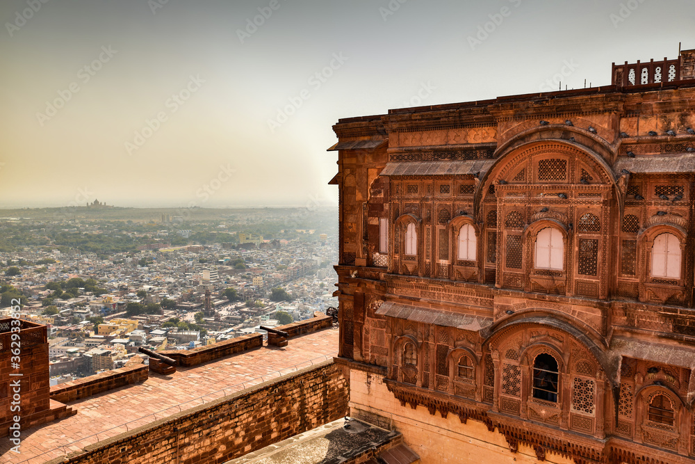 Beautiful view of Mehrangarh Fort in blue city Jodhpur. Rajasthan, India