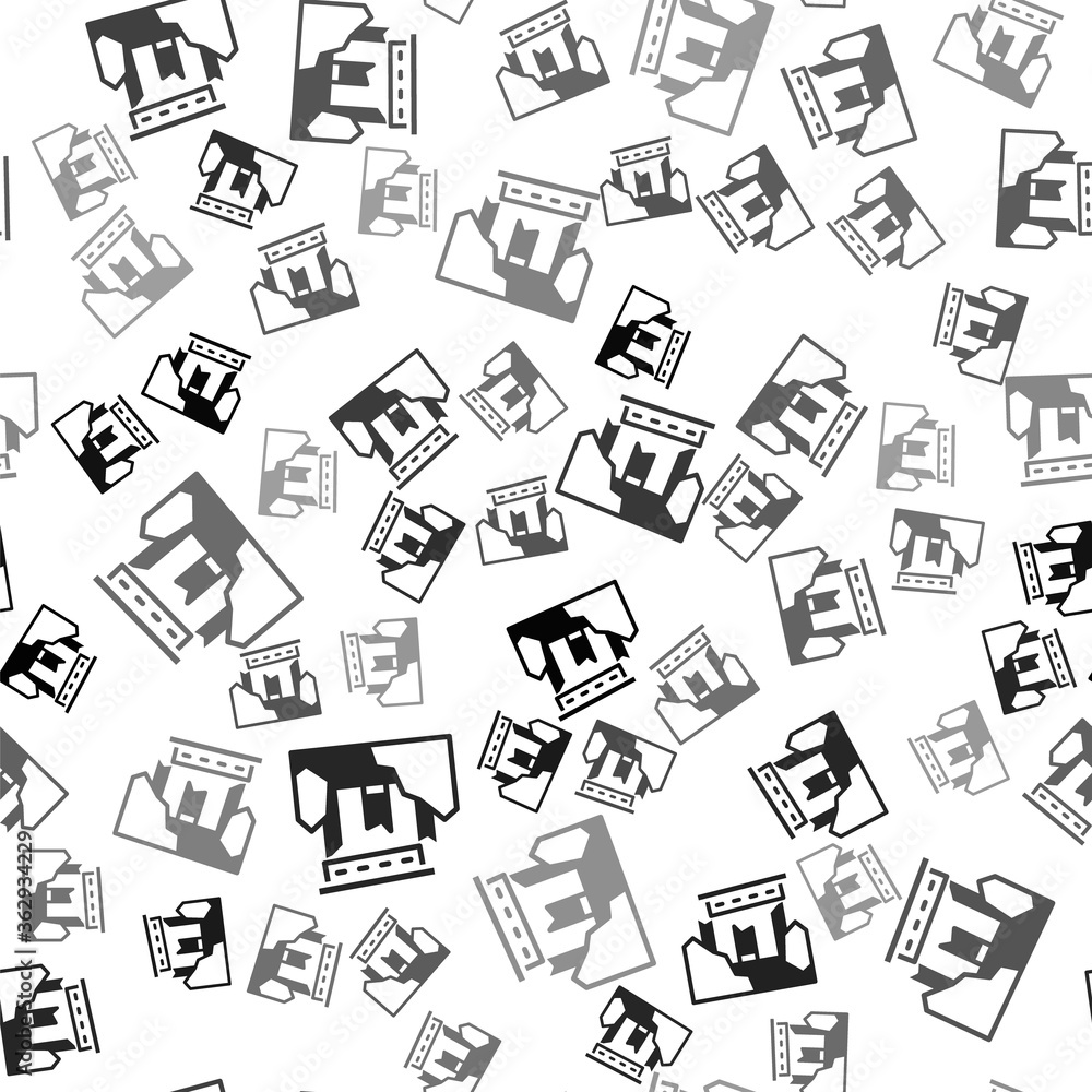 Black Ancient ruins icon isolated seamless pattern on white background. Vector. Black Ancient ruins icon isolated seamless pattern on white background. Vector.