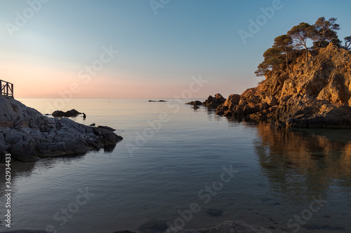 Cap Roig North Beach, where divers prepare to start the dive. Costa Brava, Catalonia, Spain.