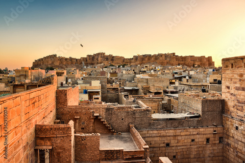 Jaisalmer fort oudoor view from patwon ki Haveli, Rajasthan, India.
