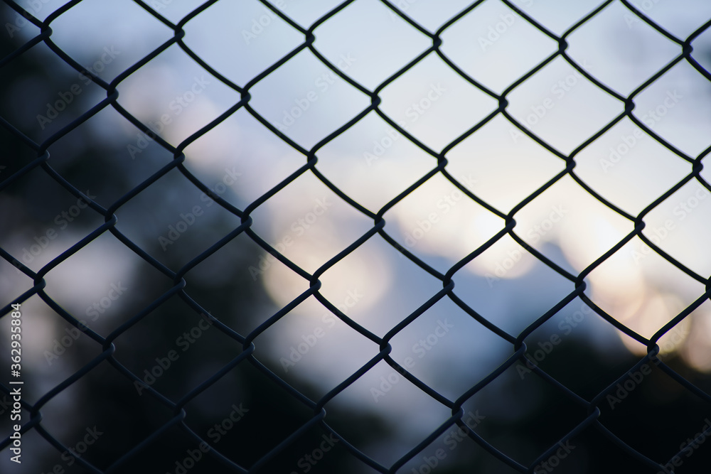 Fototapeta premium Close-up view of the chainlink fence