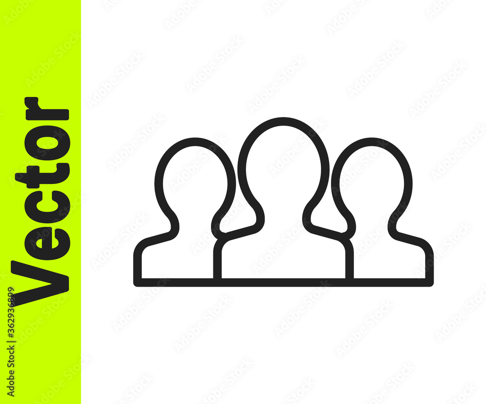 Black line Users group icon isolated on white background. Group of people icon. Business avatar symbol - users profile icon. Vector. Black line Users group icon isolated on white background. Group of people icon. Business avatar symbol - users profile icon. Vector.
