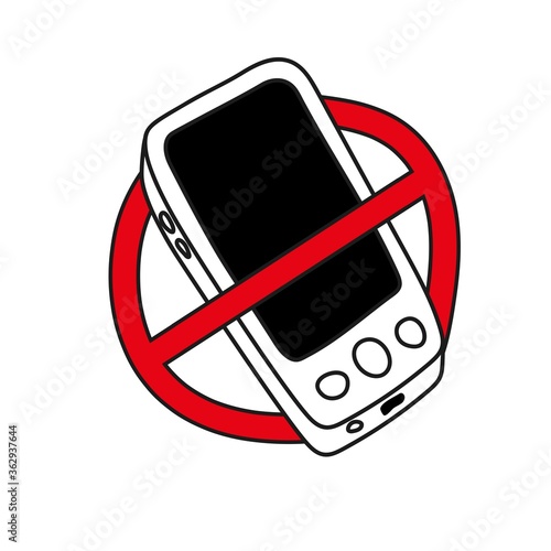 Cell phone prohibited. Crossed red icon.