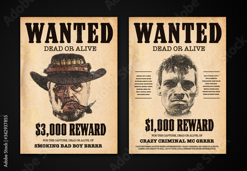 Wanted Poster Mockup with Sketch Effect