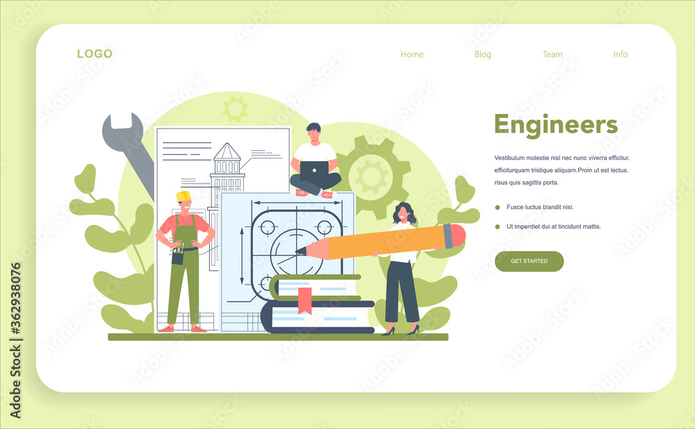 Fototapeta premium Engineering web banner or landing page. Technology and science.
