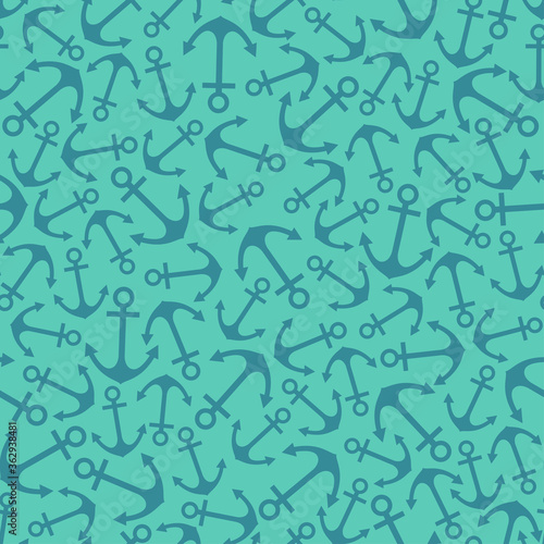 Seamless pattern anchor on a blue background. Vector illustration.