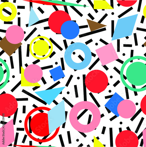 Geometric Vector pattern. Hipster fashion Memphis style.