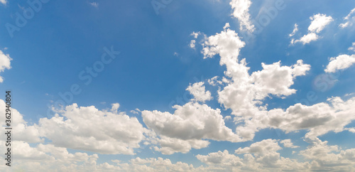 close up of blue sky background with a tiny clouds in sunshine day