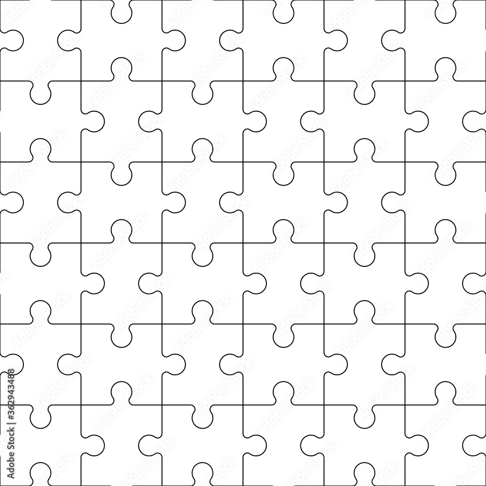 Vector seamless pattern of black outline jigsaw puzzle pieces. Vector seamless pattern of black outline jigsaw puzzle pieces.