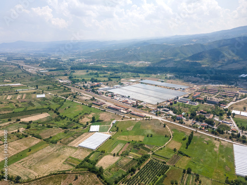 Aerial view of town of Kresna, Bulgaria