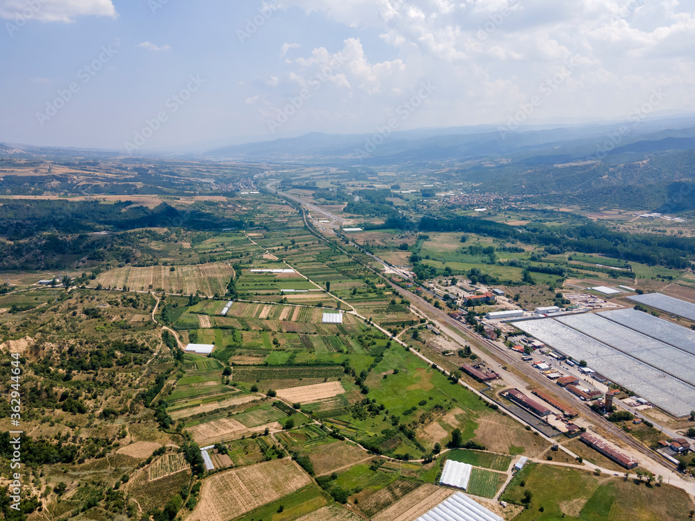 Aerial view of town of Kresna,  Bulgaria