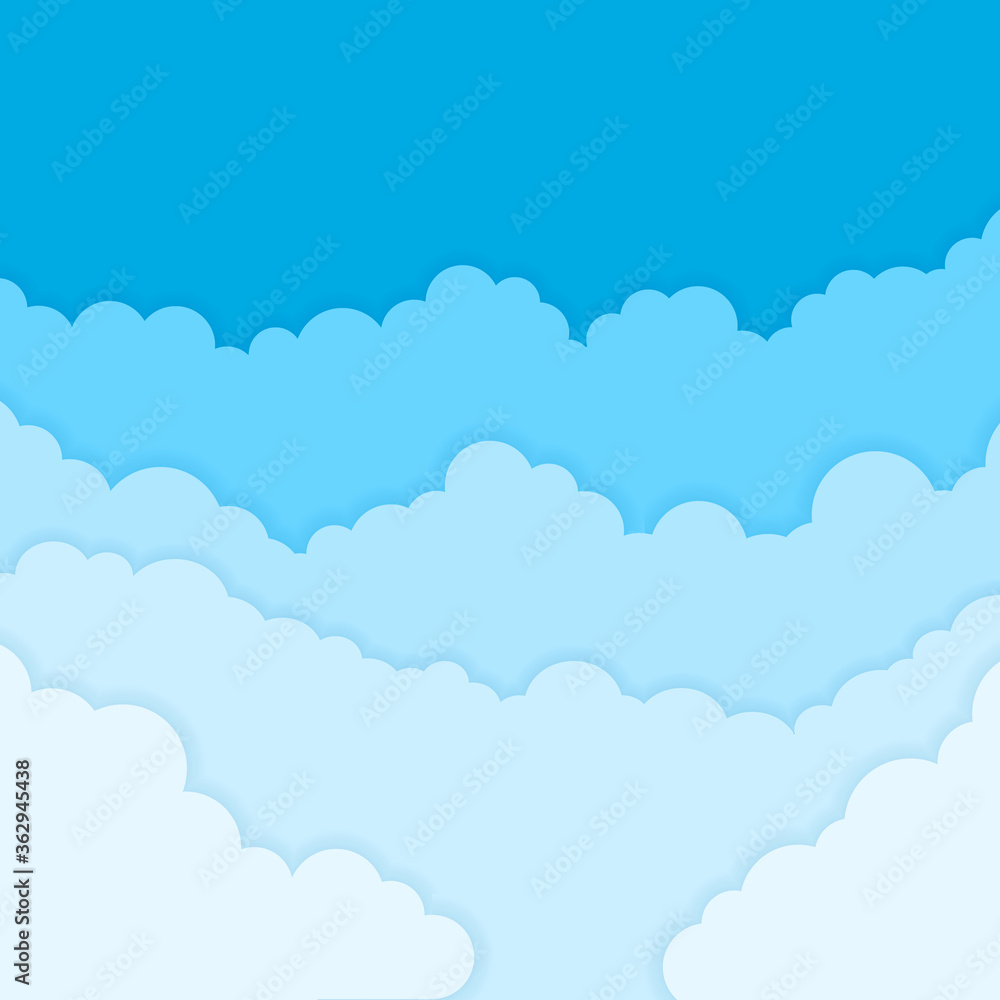 Floating Paper Clouds Background - Vector floating paper clouds on a blue background. EPS10 file with transparency.