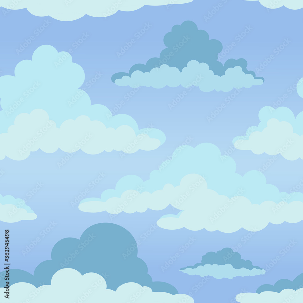 Vector Blue Cloud Sky Seamless Pattern