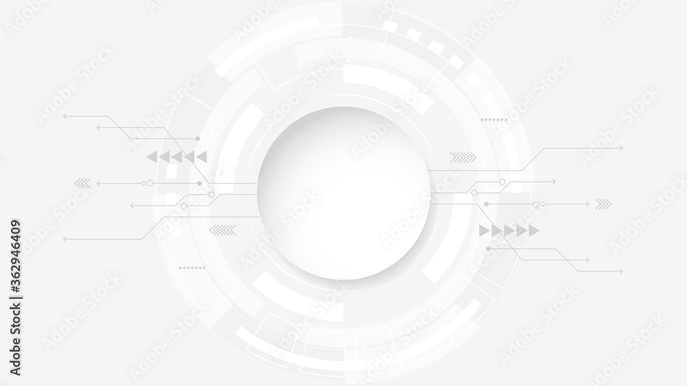 Obraz premium Grey white Abstract technology background,Hi tech digital connect, communication, high technology concept, science, technology background