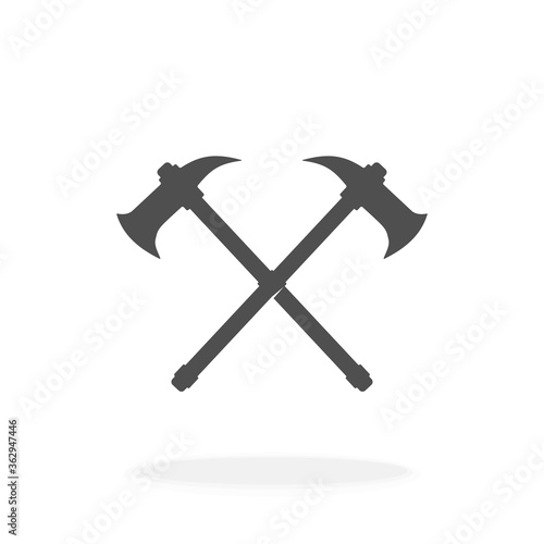 Crossed Tomahawks Icon Indian National Weapon Native American Ax  Black Silhouette Vector Illustration Sign Symbol