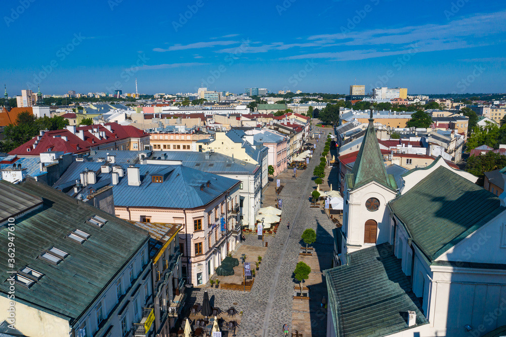 Fototapeta premium Lublin. Poland. Aerial view of old town. Touristic city center of Lublin bird's eye view. Popular tourist destinations from above.