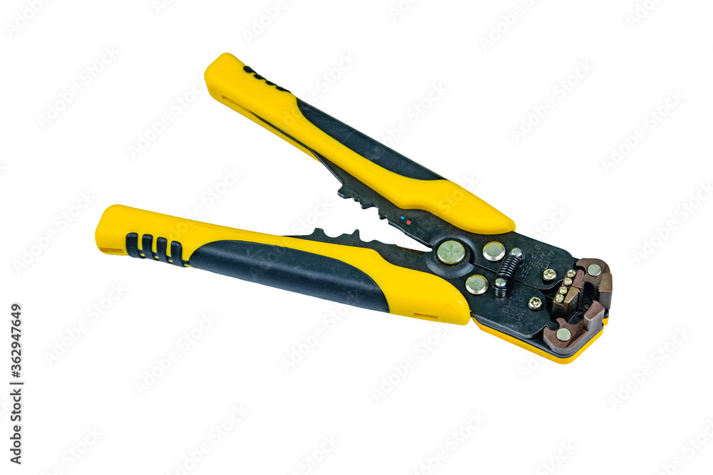 Yellow wire stripper isolated on a white background Yellow wire stripper isolated on a white background