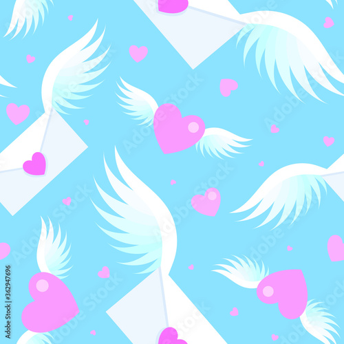 Vector Color Wing Love Letters Seamless Pattern
