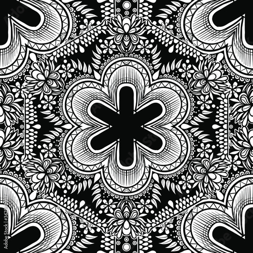 Vector Black and White Abstract Seamless Pattern